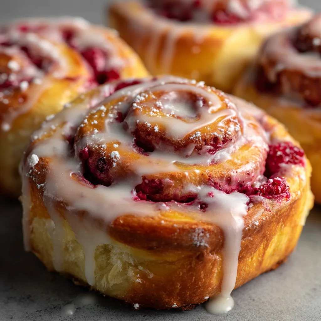 Raspberry Cinnamon Rolls with Lemon Glaze - Chasety
