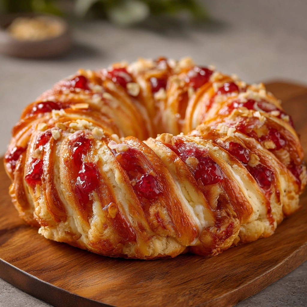 Rosca de Reyes Rellena de Mermelada de Fresa y Queso
