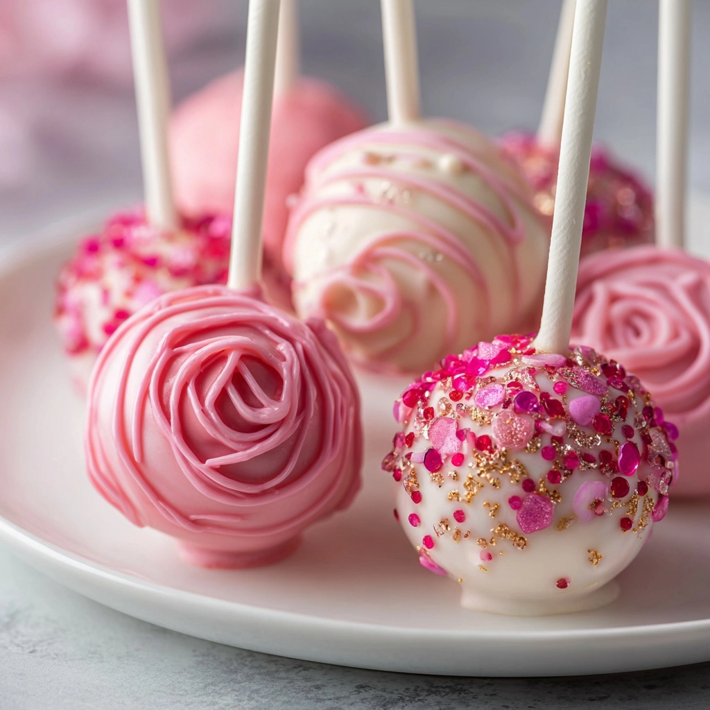 Rose Cake Pops 🌹🎂🍭 #valentinecake #cakepops #valentinetreats #cakedecorating #desserts