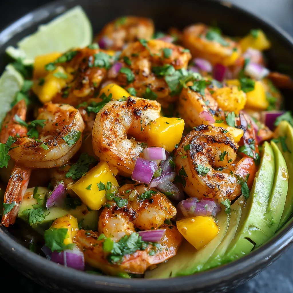 Shrimp and Avocado Bowls with Mango Salsa & Lime-Chili Sauce