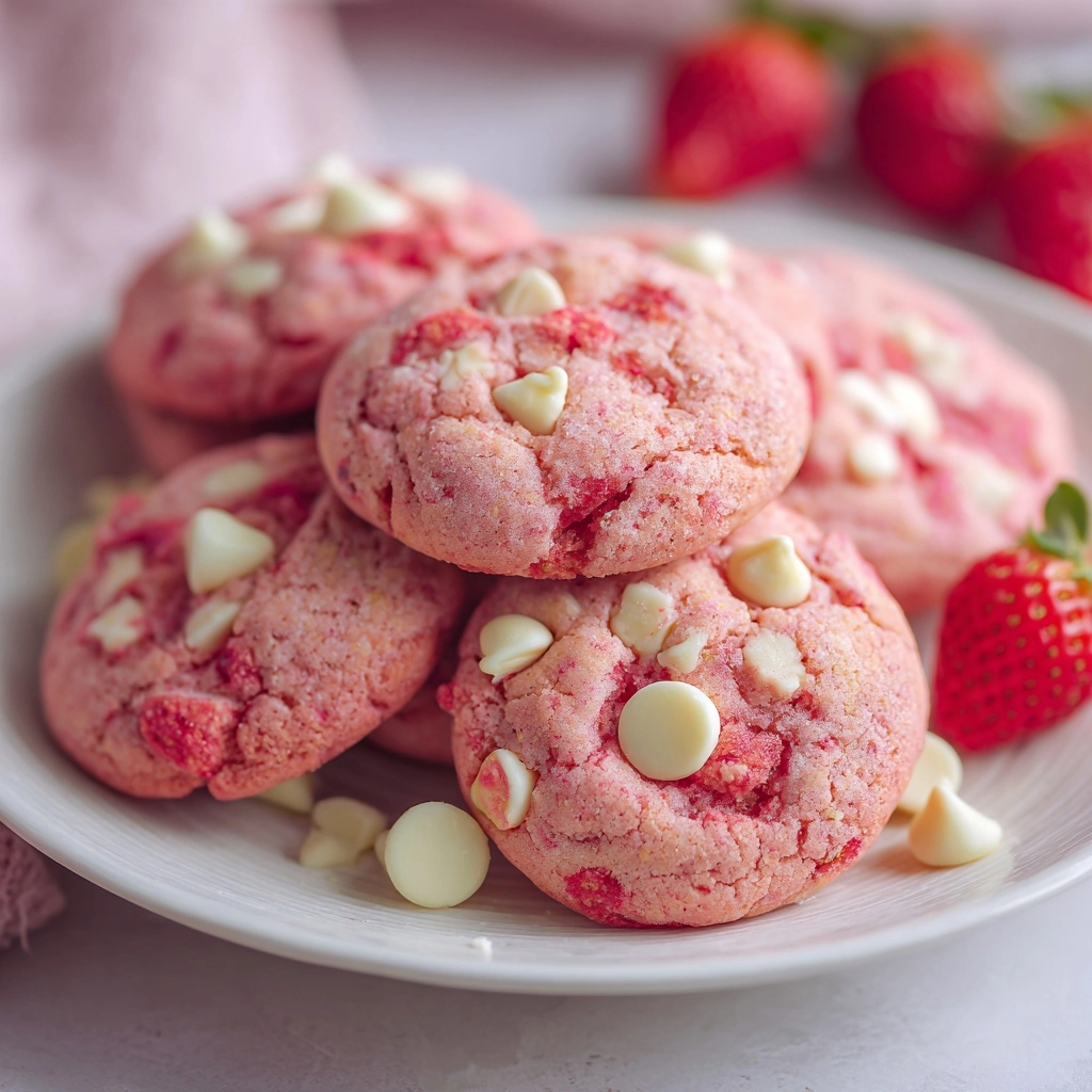 Strawberry cookies with white chocolate