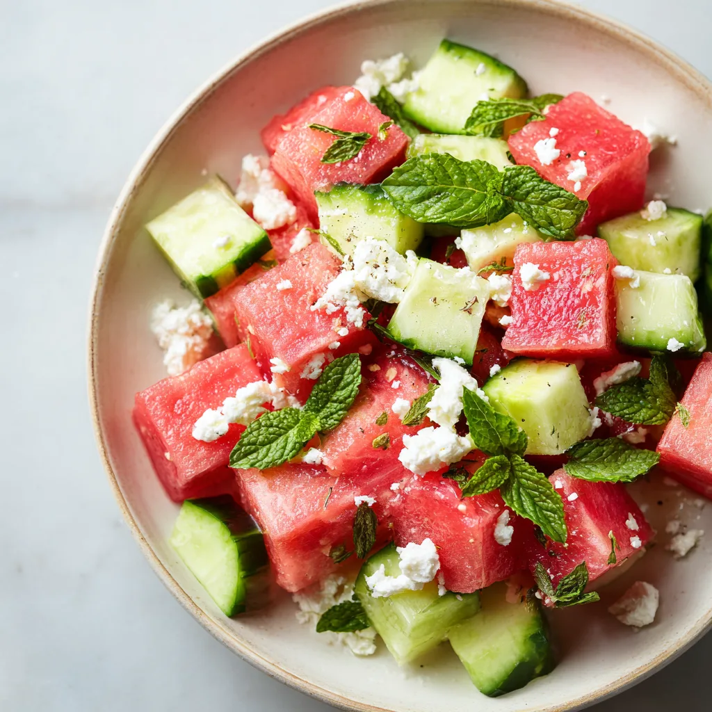 Watermelon Salad with Cucumber and Feta