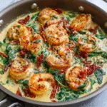 Creamy Garlic Tuscan Shrimp (Skillet Dinner)
