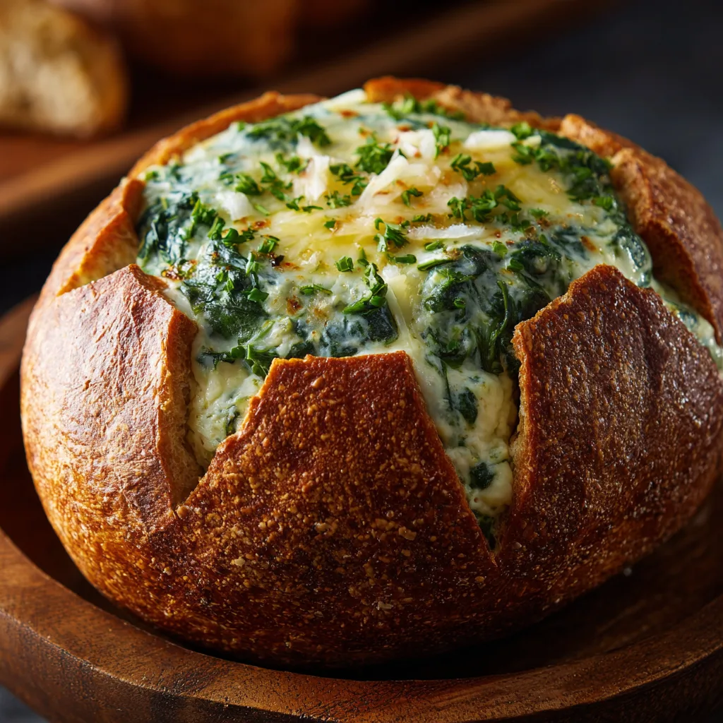 Football Bread Bowl Spinach Dip (Edible Dip Bowl)