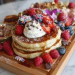 Galentine's Brunch Board with Pancakes & Berries