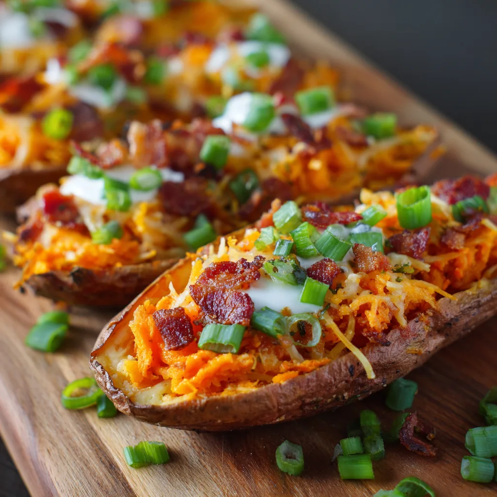 Loaded Sweet Potato Skins with Bacon