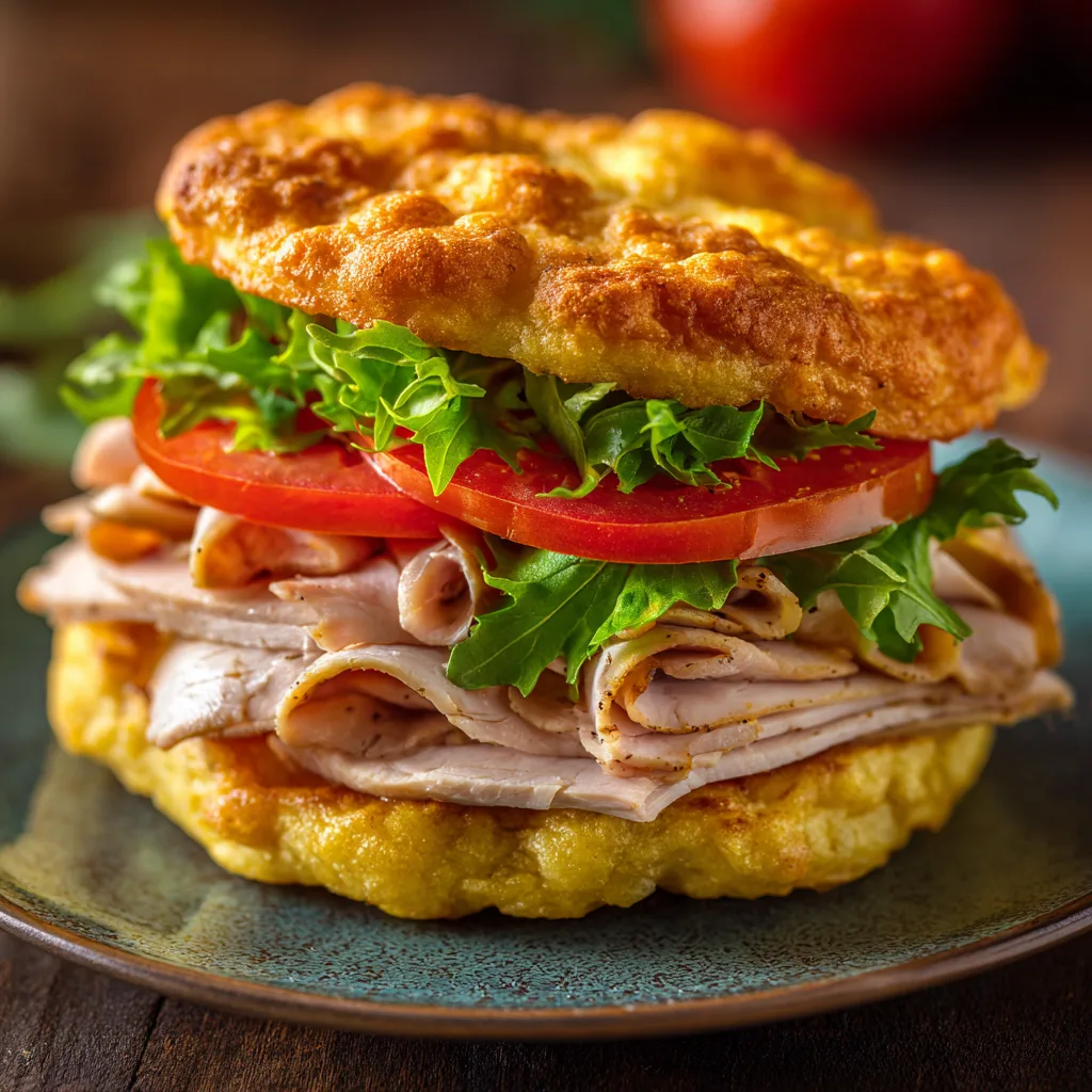 Low-Carb Cloud Bread Turkey Sandwich
