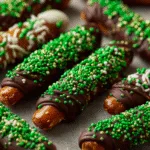 Luck of the Irish Chocolate-Dipped Pretzel Rods