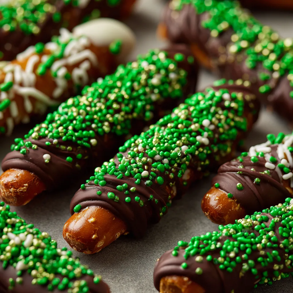 Luck of the Irish Chocolate-Dipped Pretzel Rods