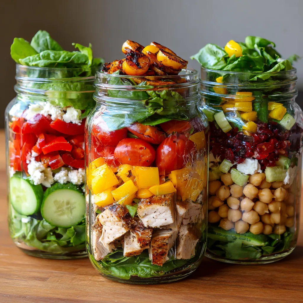 Mason Jar Salad Trio (Meal Prep Lunches)