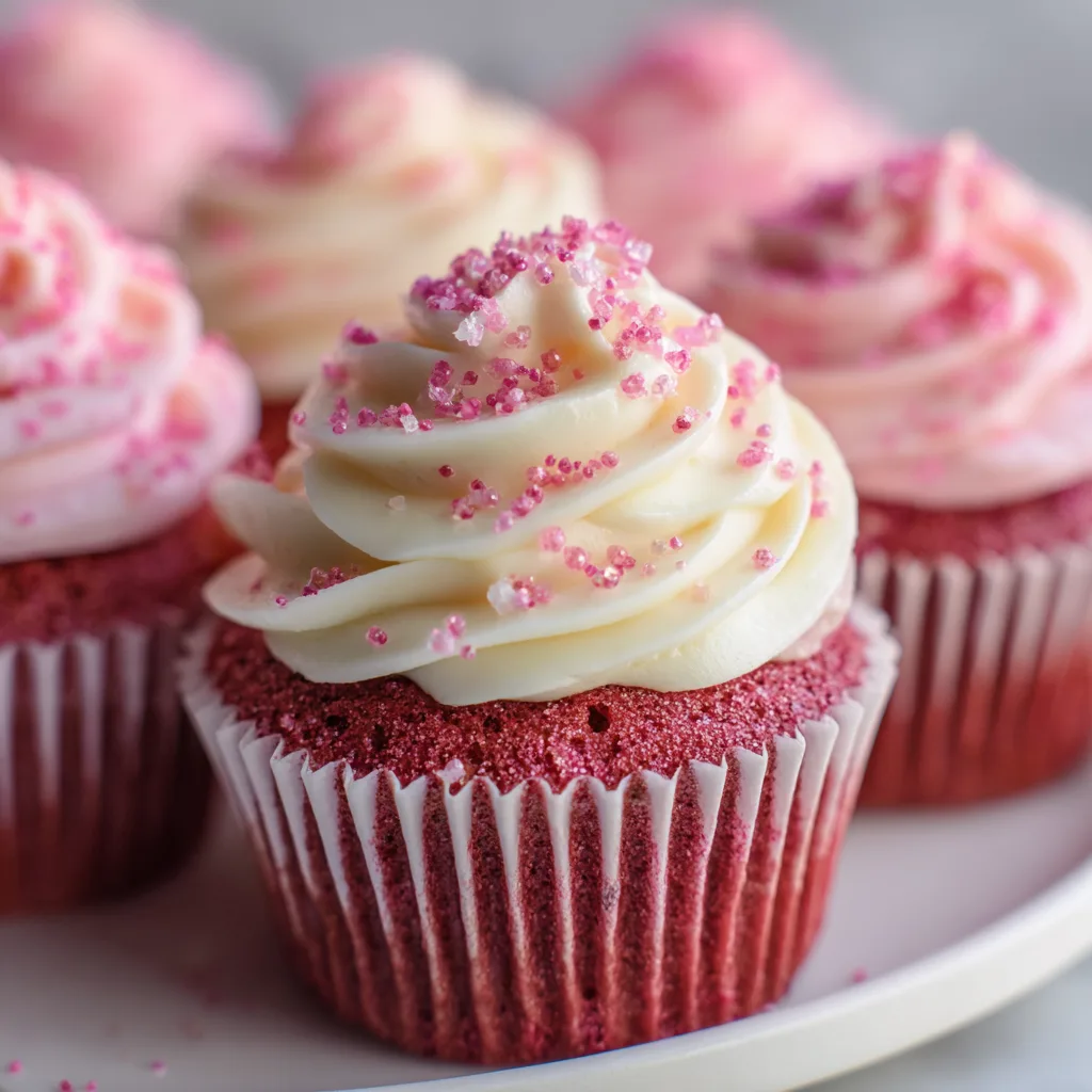 Pink Velvet Cupcakes with Cream Cheese Frosting