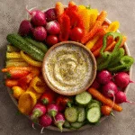Rainbow Veggie Platter with Pot of Gold Dip