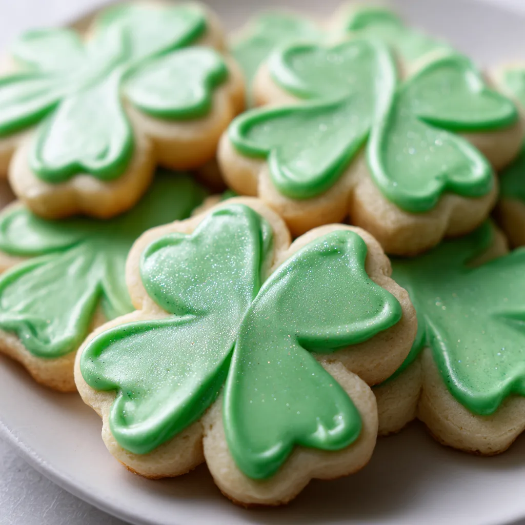 Shamrock Sugar Cookies with Mint Icing