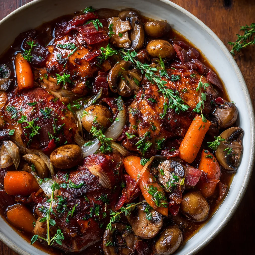 Slow Cooker Coq au Vin (Romantic French Dinner)