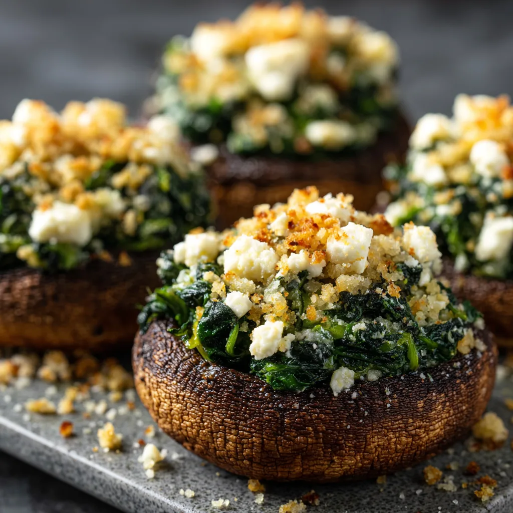 Spinach and Feta Stuffed Portobello Mushrooms