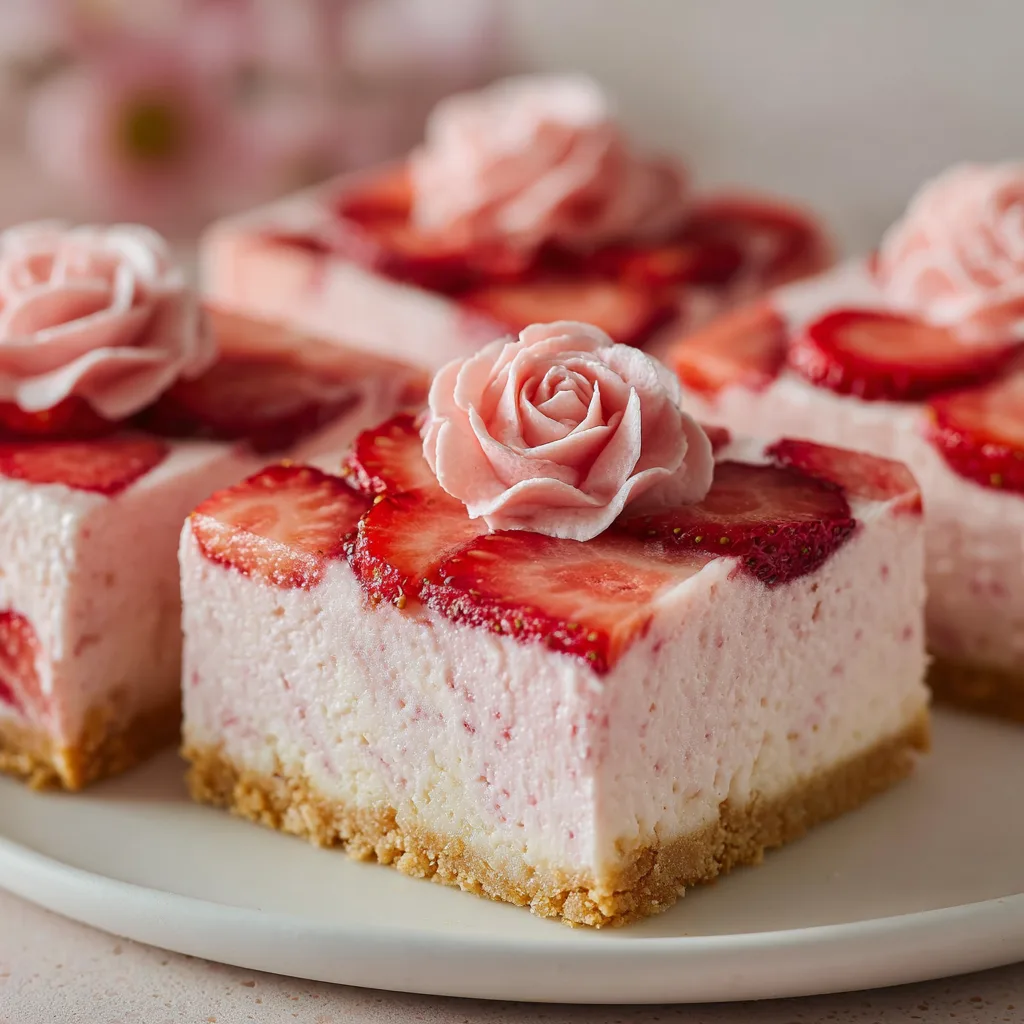 Strawberry Rose Cheesecake Bars