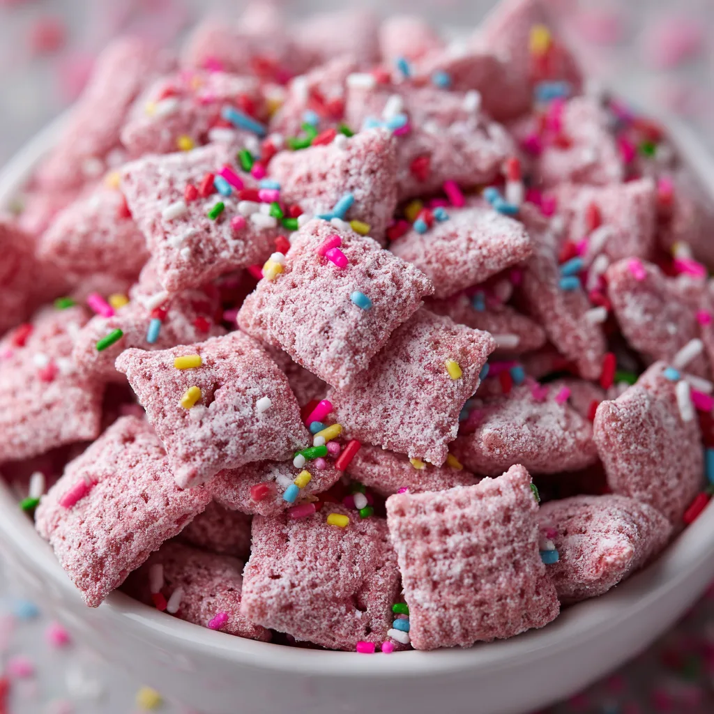 Valentine's Day Puppy Chow (Chocolate Cherry Muddy Buddies)