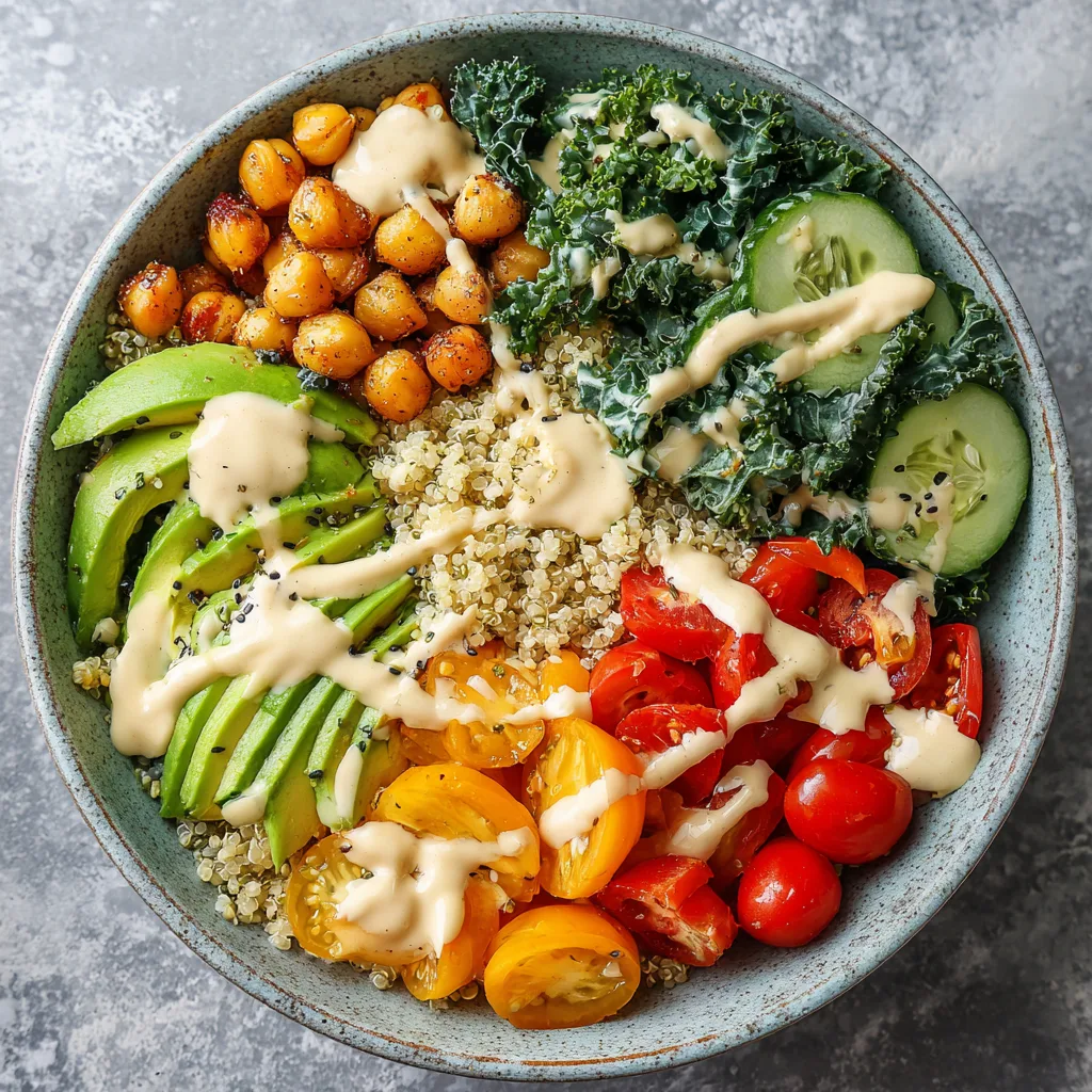 Vegan Buddha Bowl with Quinoa and Tahini Dressing