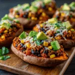 10-Minute High-Protein Taco Stuffed Sweet Potatoes