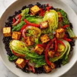 10-Minute Napa Cabbage Stir-Fry with Black Rice and Tofu