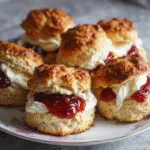 Authentic Irish Scones with Clotted Cream and Strawberry Jam