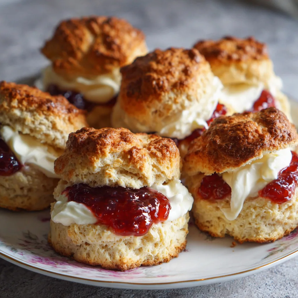 Authentic Irish Scones with Clotted Cream and Strawberry Jam