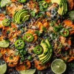 Loaded Sweet Potato Nachos with Black Beans, Avocado, and Lime