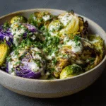 Roasted Brassica Bowls: Cabbage, Brussels Sprouts, and Tahini