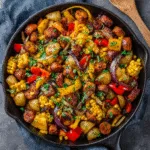 Rustic Vegan Corn Potato Sausage Skillet for an Earth-Friendly Dinner