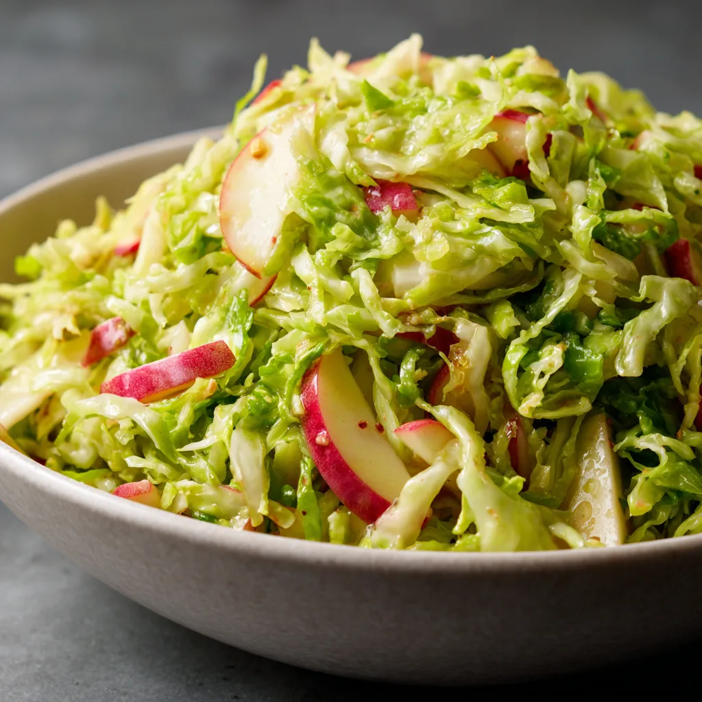 Shaved Savoy Cabbage Salad with Ginger-Dijon Vinaigrette and Apples