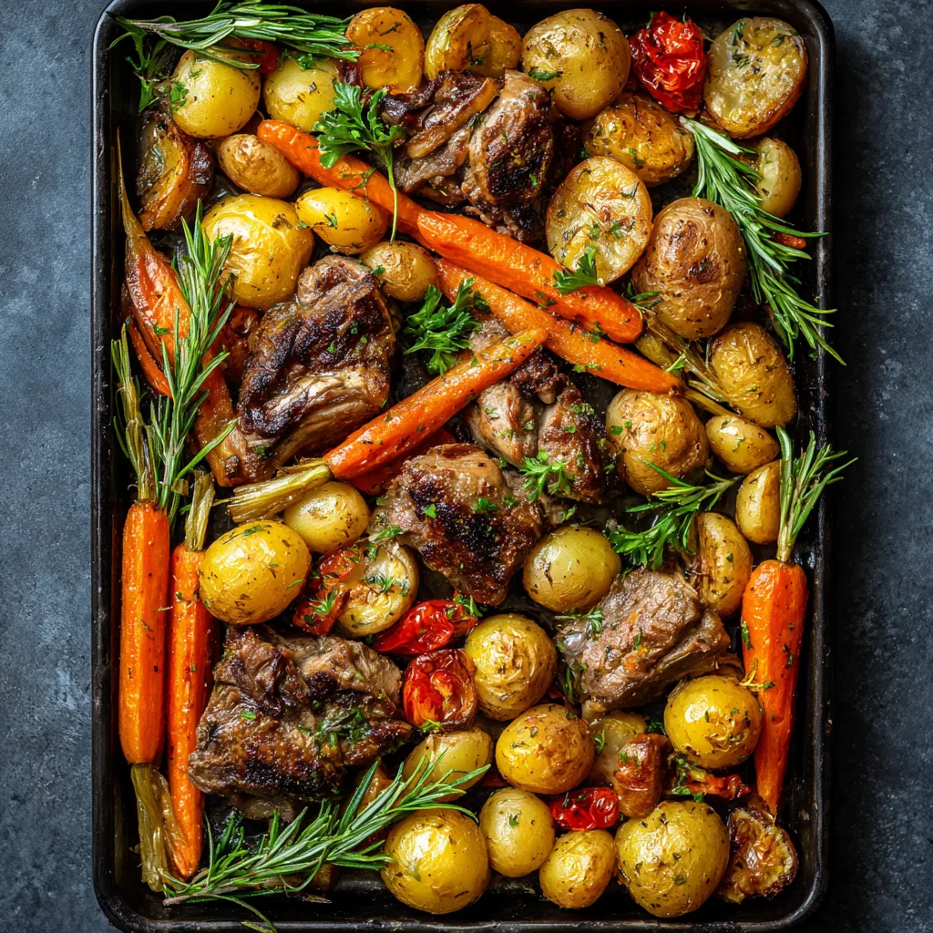 Sheet-Pan Easter Lamb with Roasted Carrots and New Potatoes