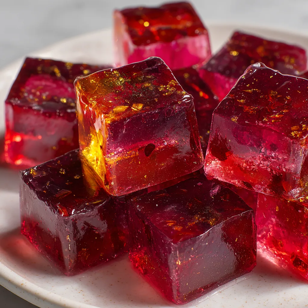 Vegan Agar Agar Jelly Cubes with Yuzu and Hibiscus (35% Growth)