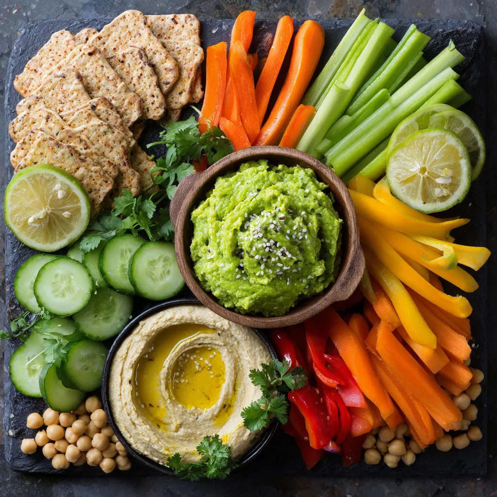 5 Healthy Dips: Guacamole, Hummus & More (Snack Board)