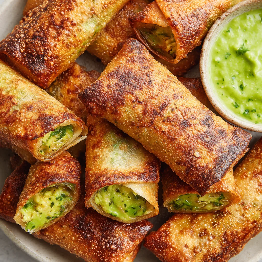 Air Fryer Avocado Egg Rolls (Spicy Dip)