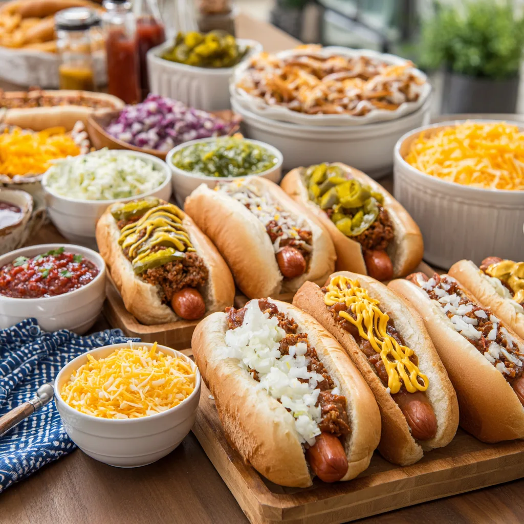 All-American Hot Dog Bar with Regional Toppings