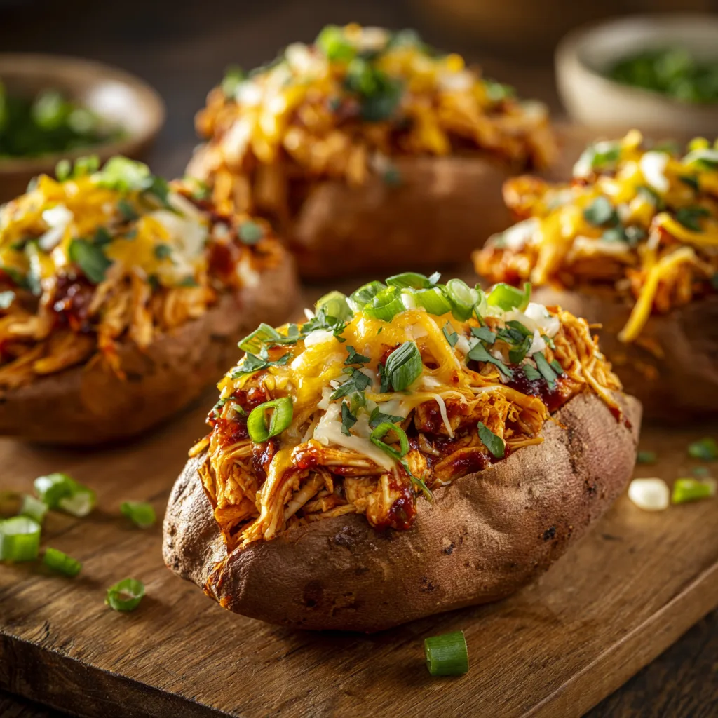BBQ Chicken Stuffed Sweet Potatoes