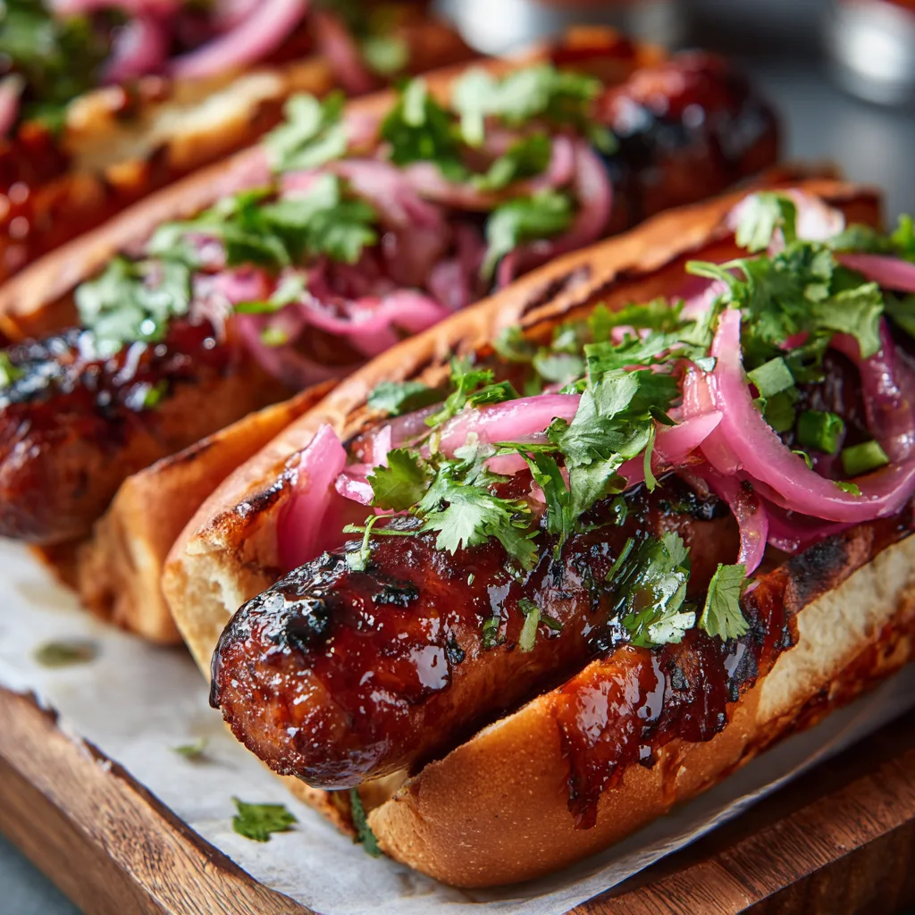 BBQ Hot Links with Quick-Pickled Onions (BBQ)