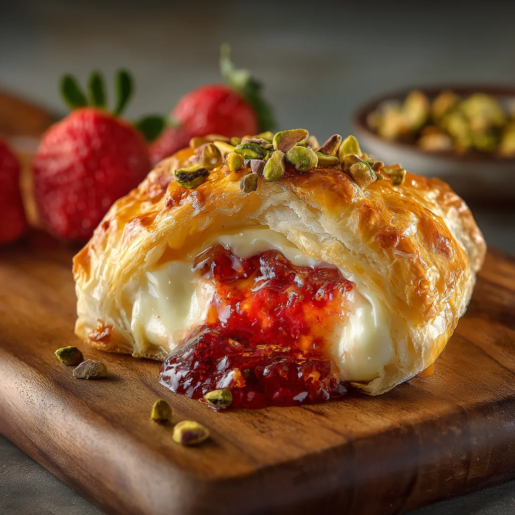 Baked Brie with Strawberry Jam & Pistachios