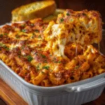 Baked Ziti Party Pan with Garlic Bread