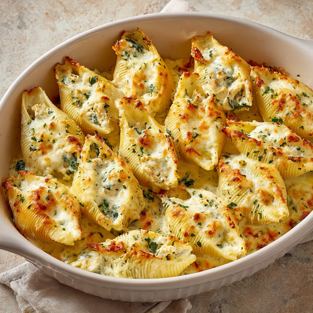 Cheesy Chicken Alfredo Stuffed Shells