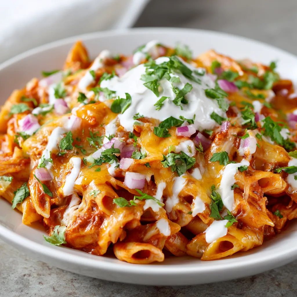 Cheesy Chicken Enchilada Pasta