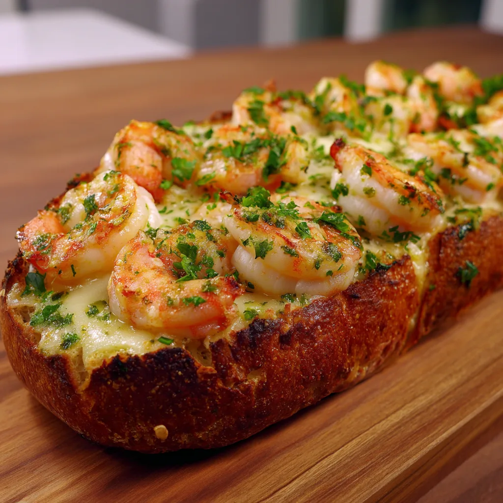 Cheesy Garlic Shrimp Bread