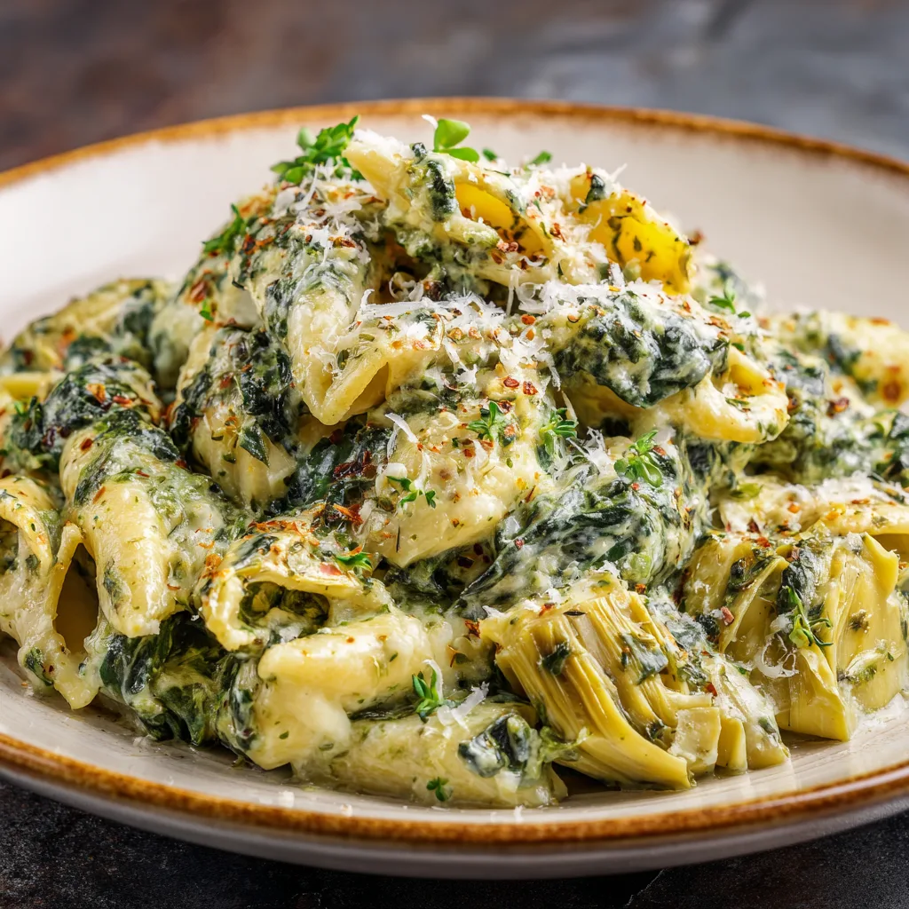 Cheesy Spinach Artichoke Pasta