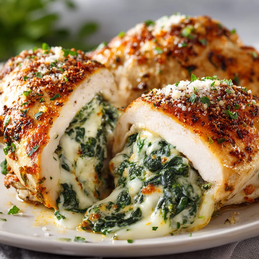 Cheesy Spinach Stuffed Chicken