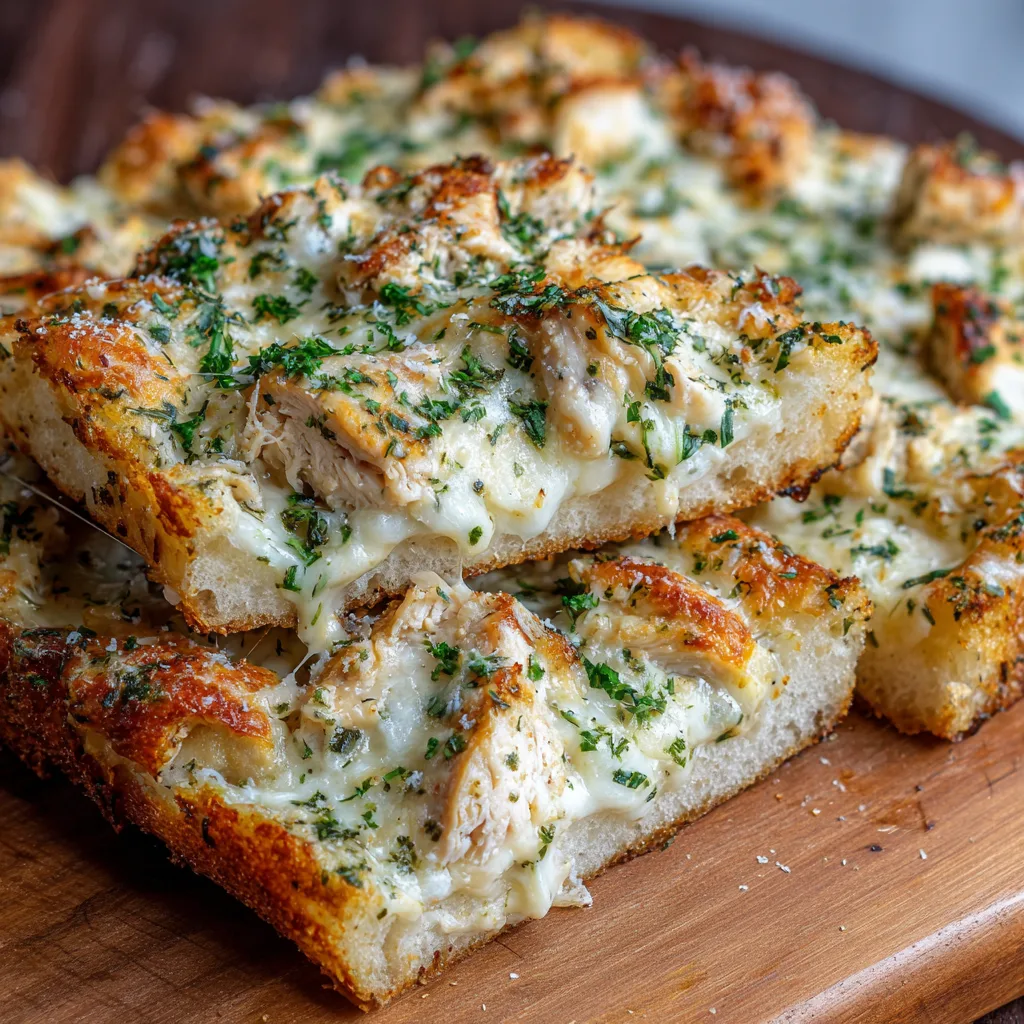 Chicken Alfredo Garlic Bread Pizza