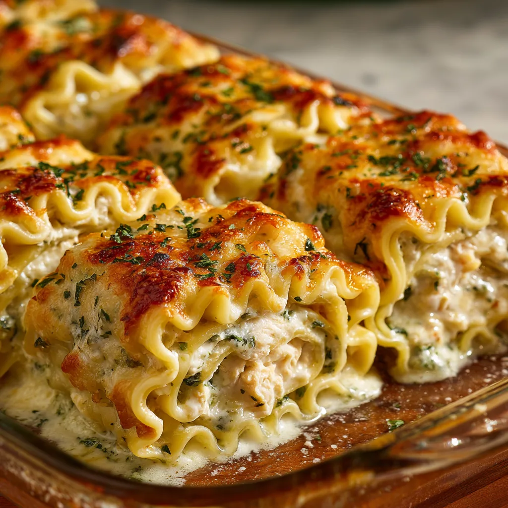 Chicken Alfredo Lasagna Roll-Ups