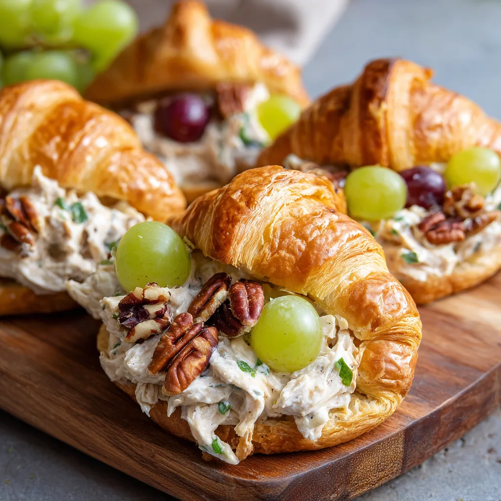 Chicken Salad Croissants with Grapes and Pecans
