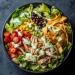 Chicken Taco Salad with Creamy Avocado Dressing