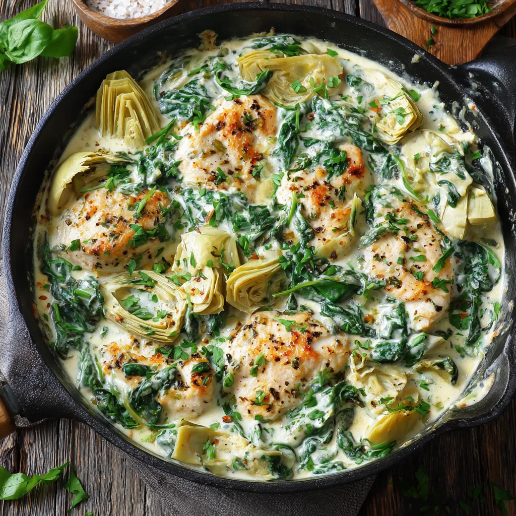 Creamy Spinach Artichoke Chicken Skillet