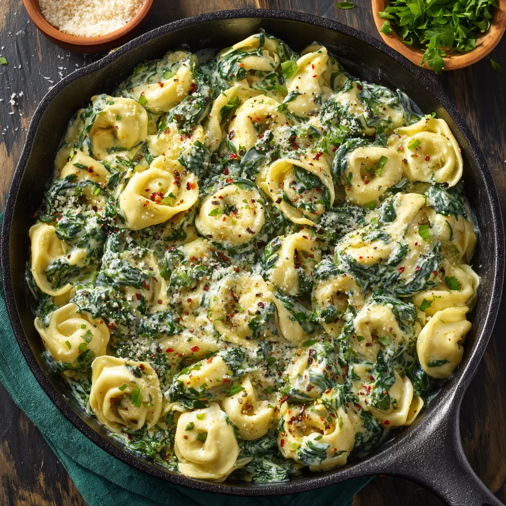Creamy Spinach Tortellini Skillet